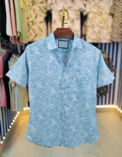 Men's Pure Cotton Half Sleeve Print Shirt with One Pocket