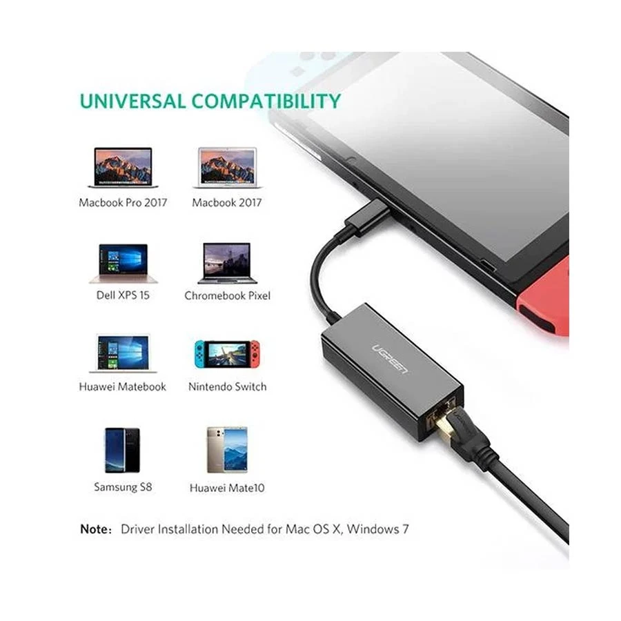UGREEN US236 (50307) Type-C Male to LAN Female Black Converter