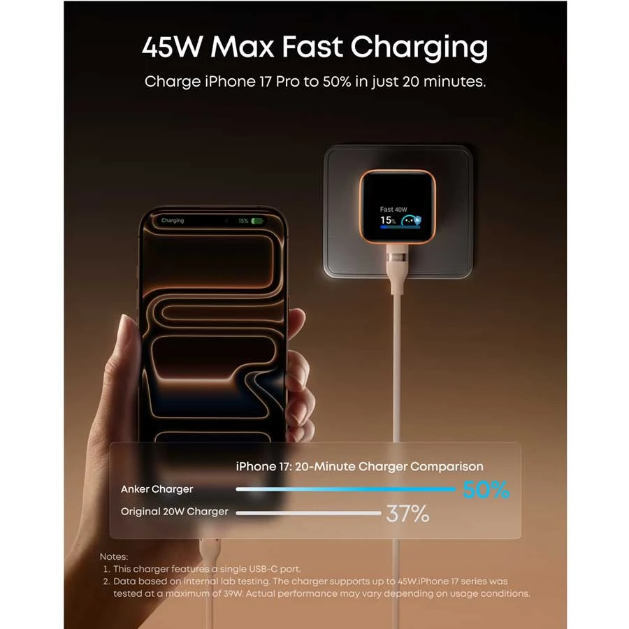 Anker Nano 45W GaN USB-C Charger Orange (US, Global Version)