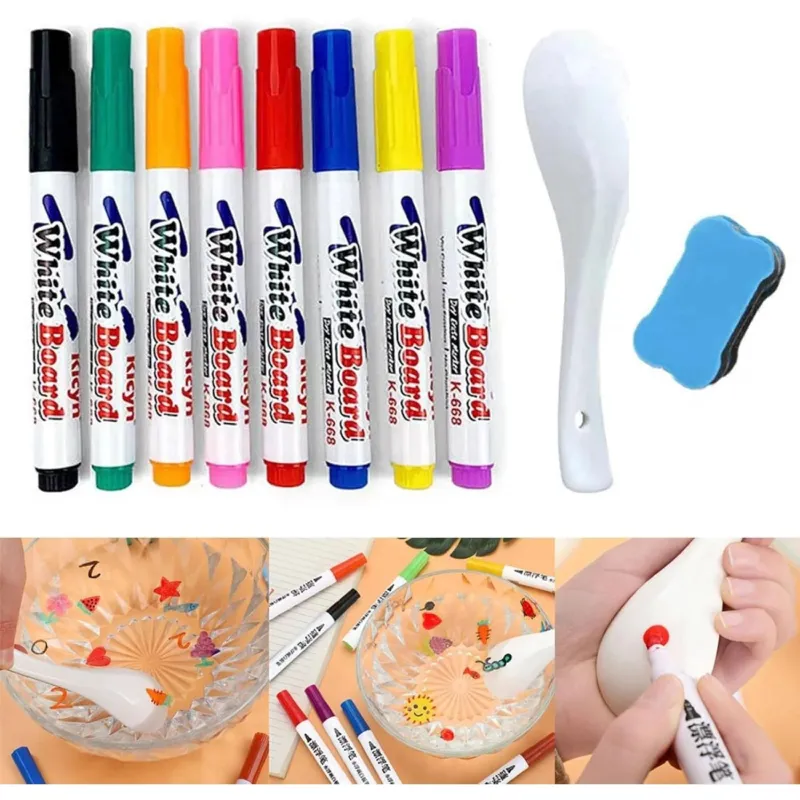 Colorful Magical Water Painting Whiteboard Markers – Floating Ink Pens for Kids