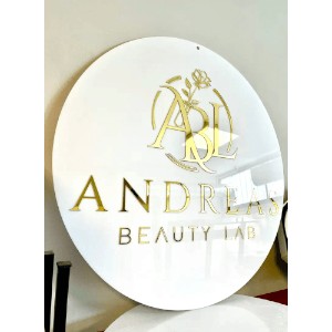 White Gold Sign, Round Business Logo Sign, Shop Logo Sign, Custom Logo Sign, Business Sign, Circle Custom Sign, Business Logo Design