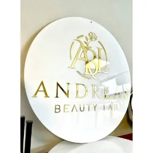 White Gold Sign, Round Business Logo Sign, Shop Logo Sign, Custom Logo Sign, Business Sign, Circle Custom Sign, Business Logo Design
