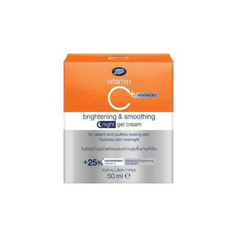 Boots Vitamin C Advanced Brightening & Smoothing Night Gel Cream 50ml (Thailand)