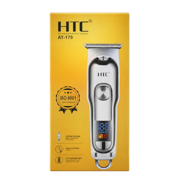 Original HTC AT-179 Rechargeable Hair Clipper & Beard Trimmer for Men | Cordless Grooming Kit with Stainless-Steel Blades & Adjustable Settings
