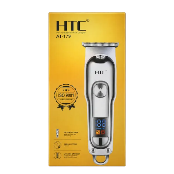 Original HTC AT-179 Rechargeable Hair Clipper & Beard Trimmer for Men | Cordless Grooming Kit with Stainless-Steel Blades & Adjustable Settings