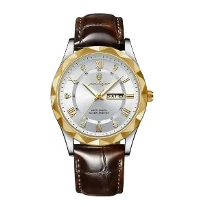 POEDAGAR 615L Men's Leather Quartz Watch