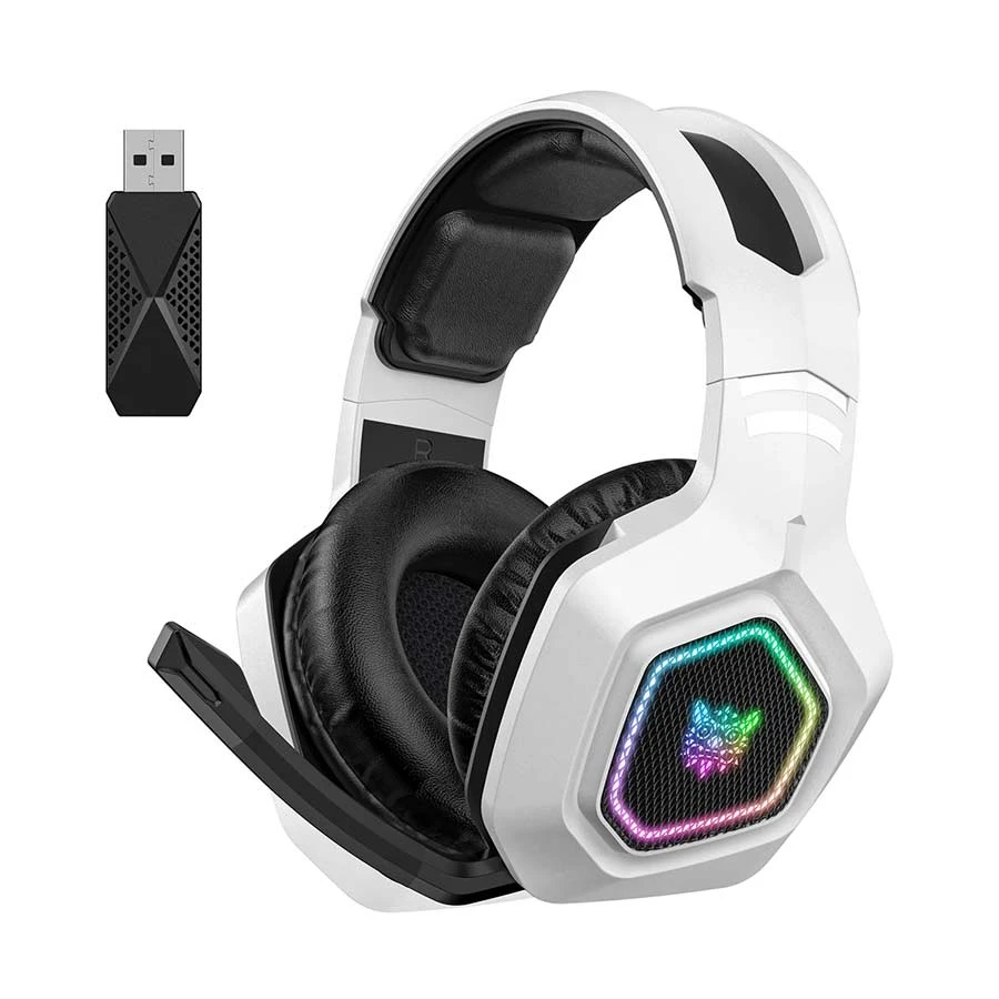 Onikuma B100 RGB Tri-Mode Bluetooth White Gaming Headphone
