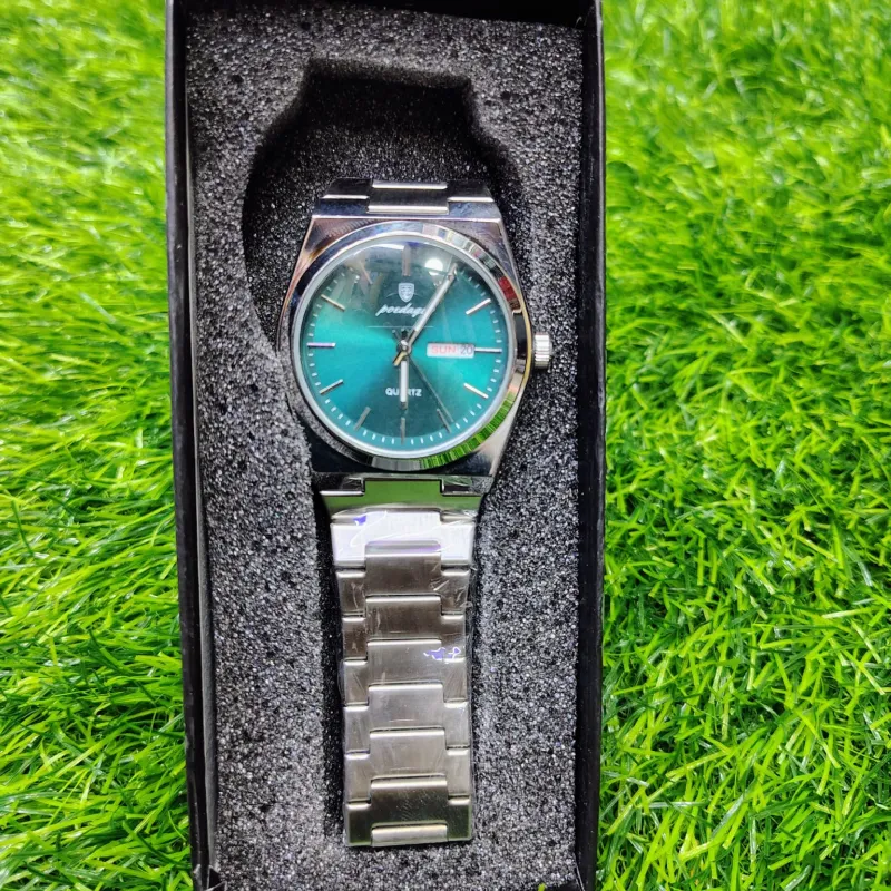 POEDAGAR 930 Men's New Luxury Luminous Date Week Stainless Steel Quartz Watch For Men