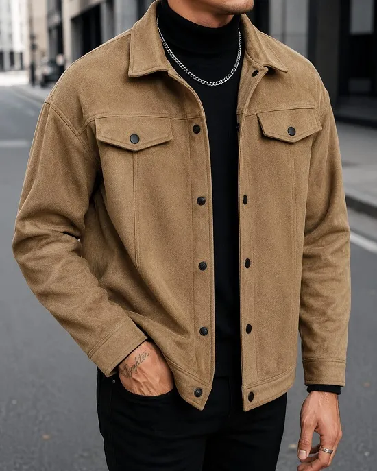 Men's Winter Shacket Jacket, Shirt-Style Cut, Sizes M to XL