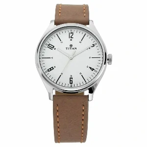 Titan Workwear Men’s Urban Edge Lustrous Silver Dial Leather Watch- 1802SL01