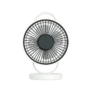 YAGE YG-7999 Rechargeable 8-Inch 360° Rotation Fan with LED Light – White Color