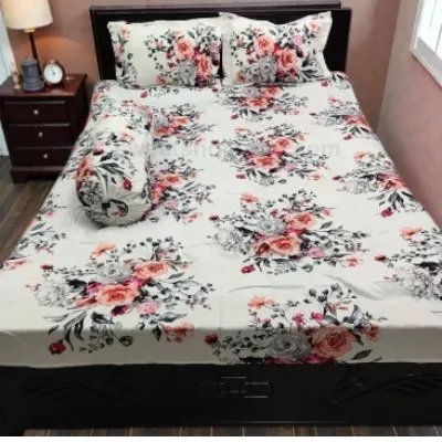 4 Piece Twill Cotton King Size Bed Sheet Set, 4 Colours
