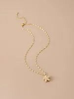 Rotatable Five-Petal Flower Gold Plated Women's Necklace (With gift box)