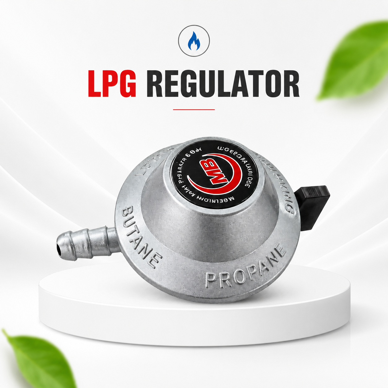 MB Silver Low Pressure LPG Gas Regulator (22mm) – Safe Gas Pressure Regulator with Gas Meter Indicator for 22mm Cylinders