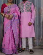 Matching Dhupian Silk Saree and Panjabi for Couples, 6 Colours