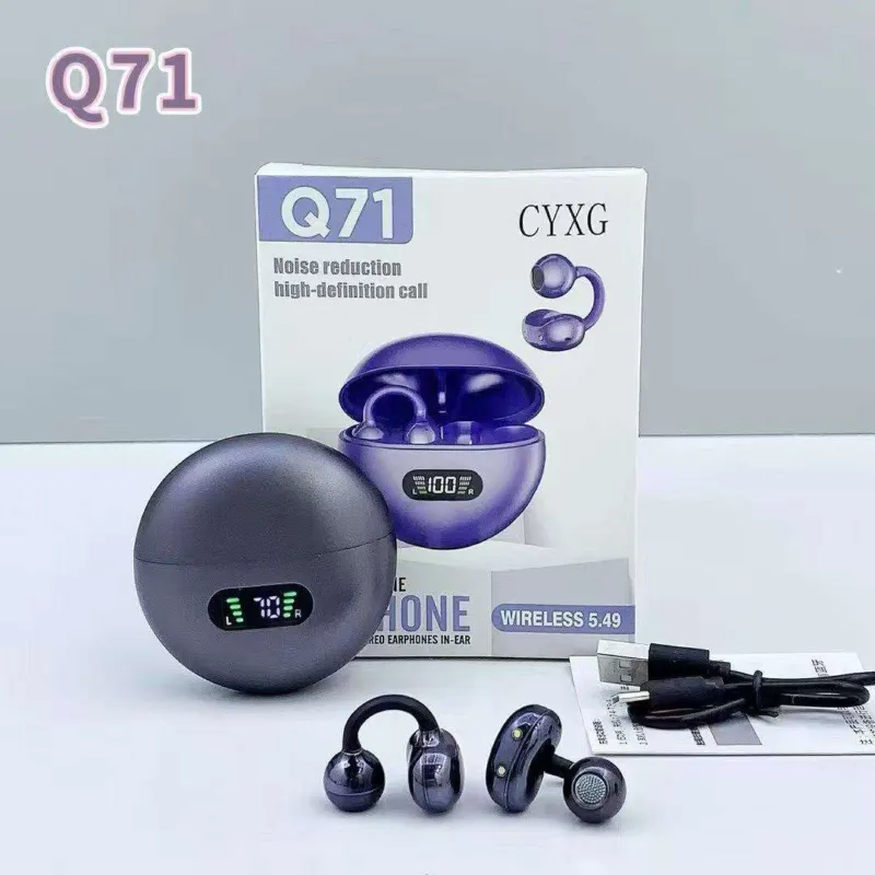 Q71 True Wireless Open-Ear Ear Clip Earbuds with Digital LED Display