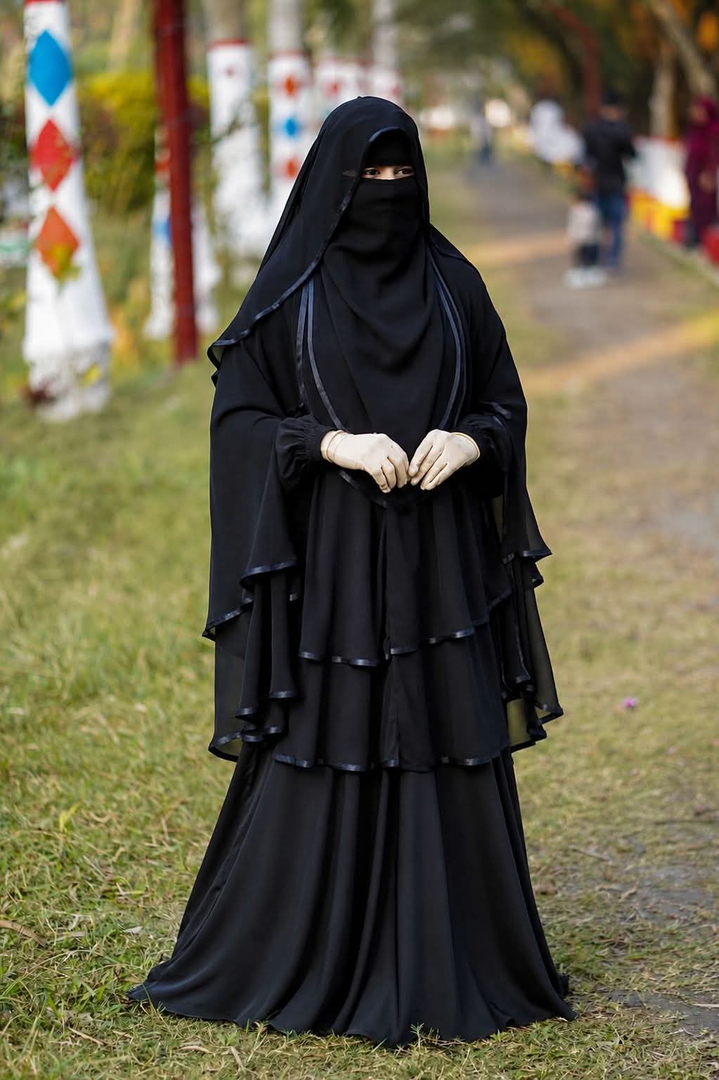 Cherry Fabric Borka, Hijab and Niqab Set, 5 Colours
