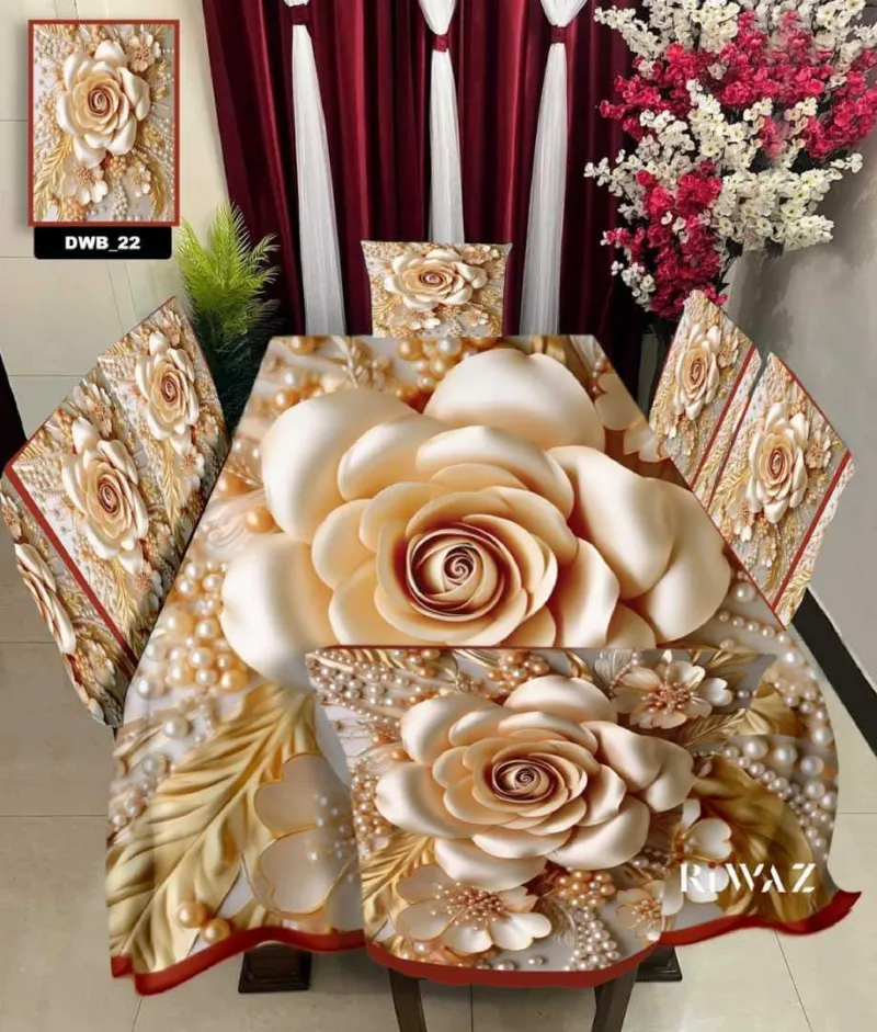 Dining Chair and Table Cover Set, 3D Print, Chair Covers 18 x 21 Inch