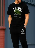 Men's DTF Print Cotton T-Shirt and Trouser Combo, 6 Colours