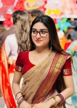 Lama Silk Saree with Rich Border, Anchal and Matching Blouse