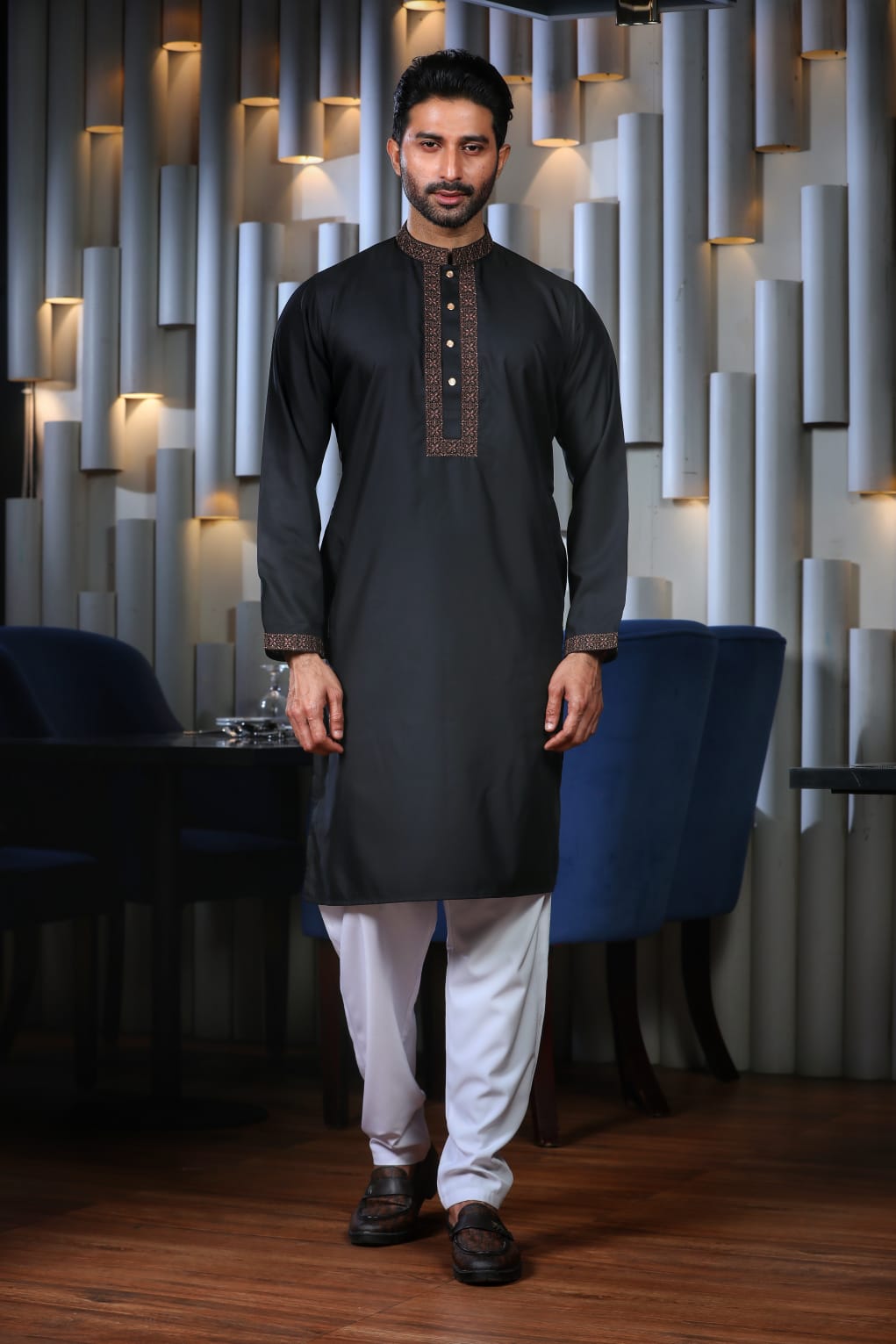 Men's Embroidered Cotton Panjabi with Box, Body 40 to 48