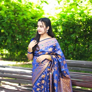 Silk Katan Saree (Navy)