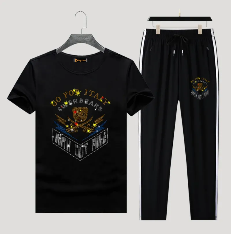Men's 180 GSM Pure Cotton T-Shirt and Trouser Combo, Sizes M to XL