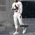Men's Full Sleeve Mesh Tee and Trouser Set, Waist 28 to 35 Inch