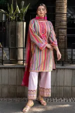 Single Colour Cotton Silk Three Piece with Silk Georgette Orna