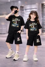 Kids' Drop Shoulder Printed T-Shirt and Pant Set, 2 to 5 Years