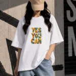 Premium Drop Shoulder T-Shirt for Women |Trendy Print Oversized Tee | Summer Friendly White