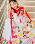 Women's Half Silk Saree with Screen Print Work, No Blouse Piece