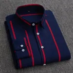 Men's Long Sleeve Stripe Print Shirt, Pure Cotton, M to XXL
