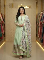Semi-Stitched Georgette Embroidery Party Dress with Inner