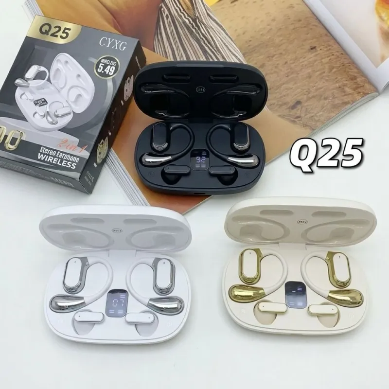 Q25 2-in-1 Couple Earbuds with Soft Ear Hooks, ANC & LED Display