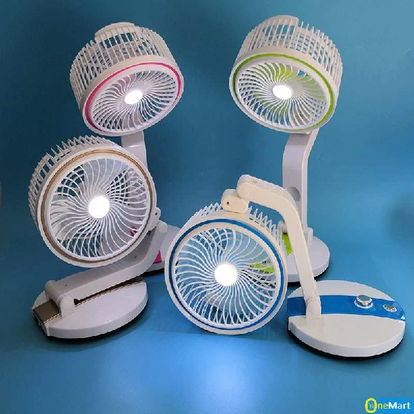 JOYKALY YG-731 Rechargeable Folding Table Fan with Led Light - Double battery