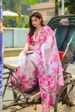 Chanduri Silk Digital Print Saree with Blouse Piece, 6 Colours