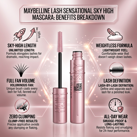 Maybelline Sky High Washable Mascara - 801 Very Black (Limited Edition) (USA)