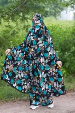 Women's Linen Short Khimar and Palazzo Set, Print, 6 Colours