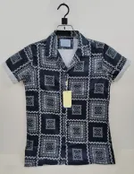 Men's Drop Shoulder Shirt in Spandex Cotton with Show Buttons