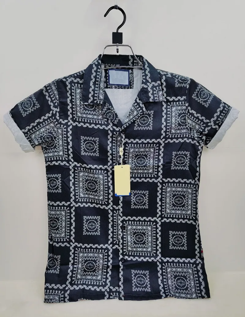 Men's Drop Shoulder Shirt in Spandex Cotton with Show Buttons