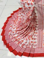 Half Silk Skin Print Saree, 12 Haath, No Blouse Piece