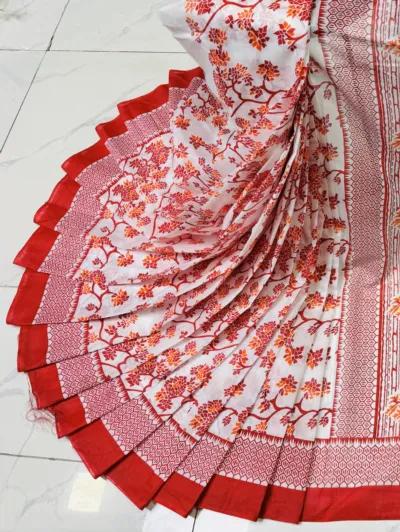 Women's 12 Haath Half Silk Saree with Skin Print, 4 Colours