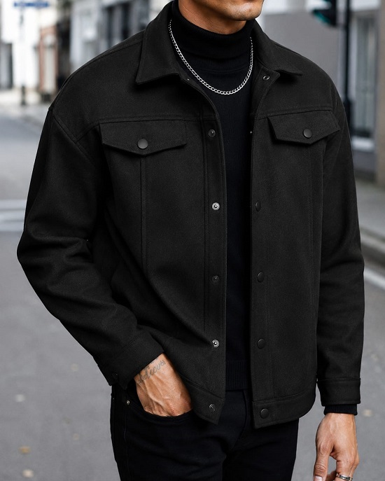 Men's Winter Shacket Jacket, Shirt-Style Cut, Sizes M to XL