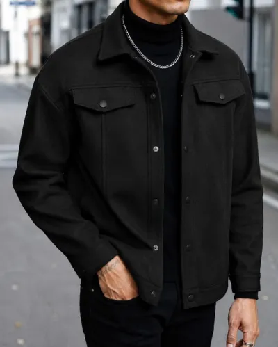 Men's Winter Shacket Jacket, Shirt-Style Cut, Sizes M to XL