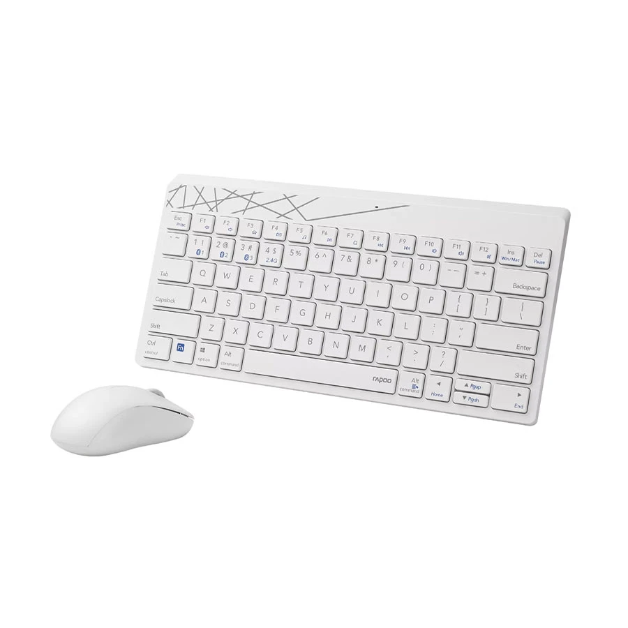 Rapoo 8000M Dual Mode White Bluetooth Keyboard & Mouse Combo