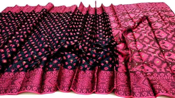 Tant Jamdani Saree, 12 Haath, Without Blouse Piece