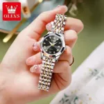 OLEVS Watch for Women Branded Stainless steel Elegant Luminous Ladies Watches 9931  Black Dail