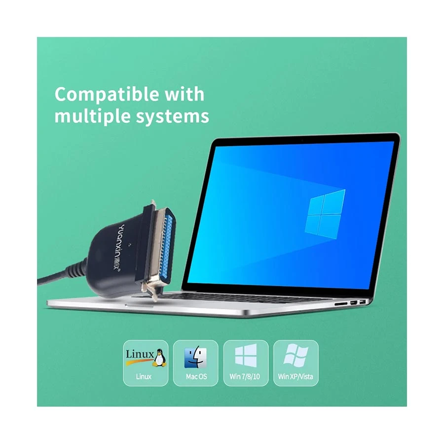 Yuanxin YXB-13 USB to Parallel Female Printer Cable 1.5 Meter Black