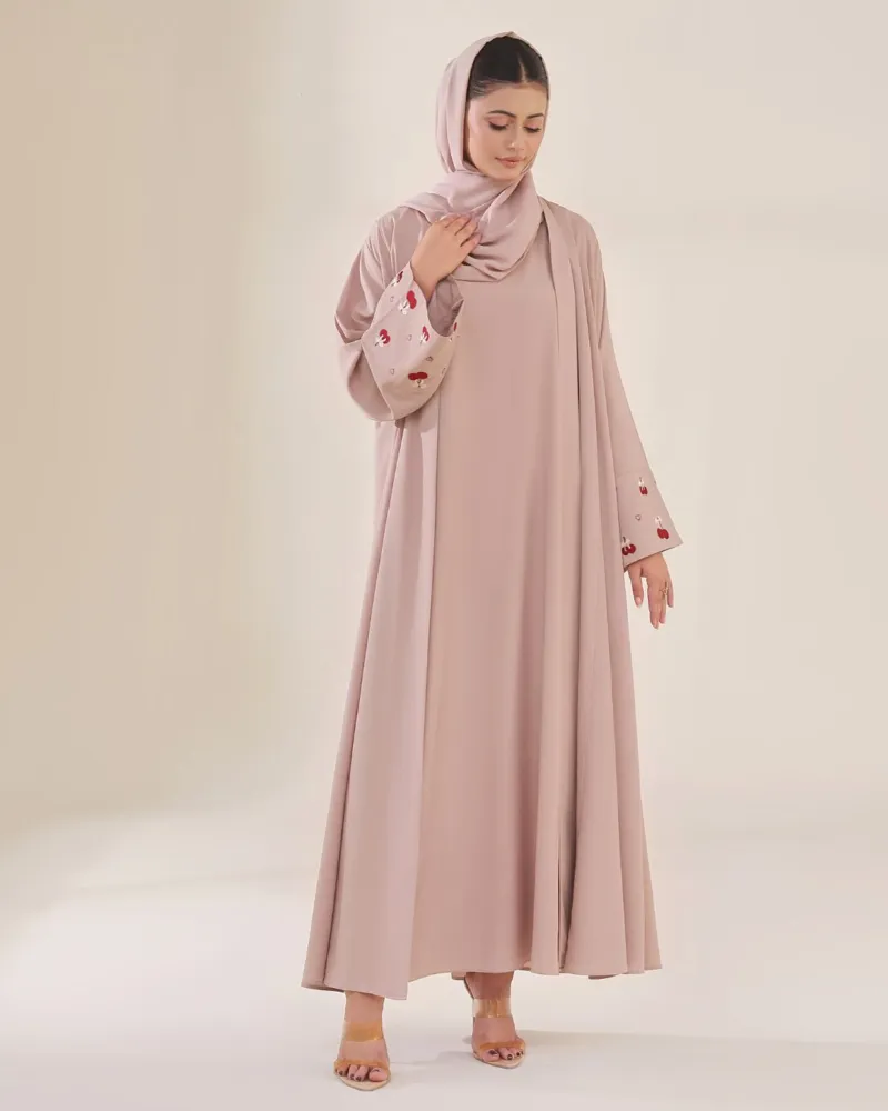 Embroidery Koti Borka with Inner and Hijab, 3 Colours